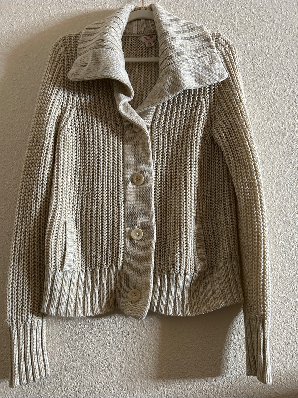 Mossimo Supply Co. Cream Knit Button-Front Cardigan